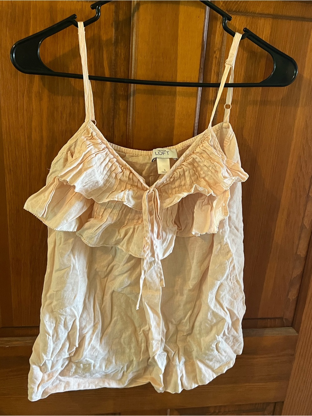 LOFT Pale Pink Ruffle Tie-Front Camisole